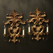 Italian Pair Giltwood Antique Wall Lights