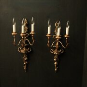 Italian Pair Of Giltwood Antique Wall Lights