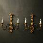 Italian Pair Of Polychrome Gilded Wall Lights