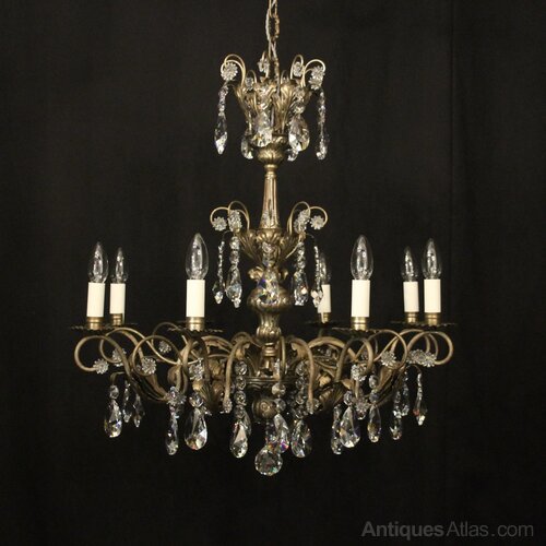Antiques Atlas - Italian Silver & Crystal Genoa 8 Light Chandelier