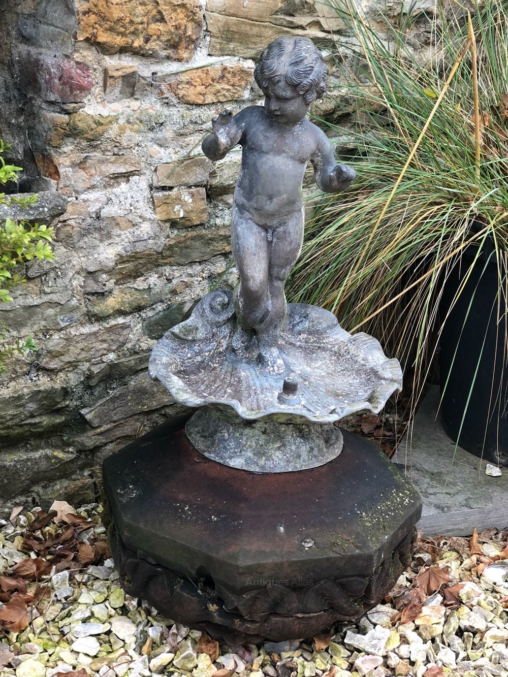 Antiques Atlas Cherub Lead Fountain On Stone Base