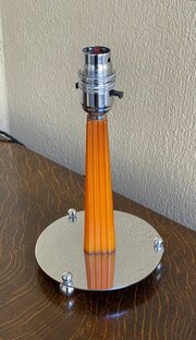 Art Deco Amber Bakelite And Chrome Table Lamp