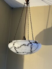 Art Deco Ceiling Light Plafonnier, Marbled Glass