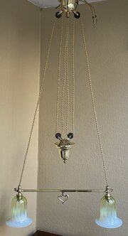 Art Nouveau Brass Rise And Fall Ceiling Light