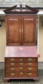  Chippendale Style Mahogany Bureau Bookcase