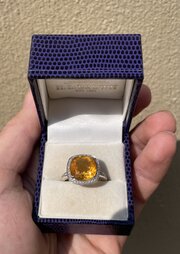 Cushion Cut Citrine And Diamond Cluster Ring