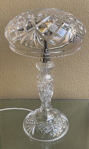 Cut Glass Crystal Twin Bulb Mushroom Lamp