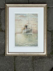 Delightful Pencil And Watercolour Of SS Manx Maid 