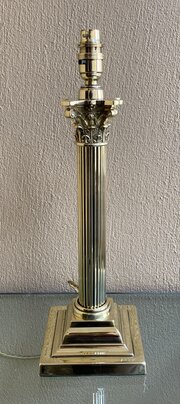 Edwardian Brass Corinthian Column Table Lamp