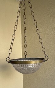 Edwardian Glass Holophane Ceiling Light