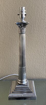 Edwardian Silver Plated Corinthian Column Lamp