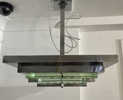  Fabulous Art Deco Chrome & Glass Hanging Light