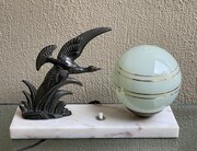 French Art Deco Marble And Spelter Mood Lamp