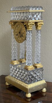 French Charles X Ormolu Cut Crystal Mantle Clock