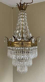 Gilded & Crystal Glass Tent & Bag Chandelier