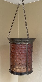 Large 1930s Brass & Glass Hall Lantern