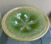 Large Green Glass WMF IKORA bowl by Karl Wiedmann