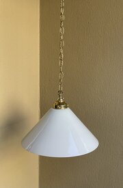 Large Opaline Conical Hanging Light Pendant