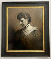  Large Victorian Oil Painting Portrait Of Lady