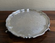  Large Victorian Solid Silver Drinks Tray 1891