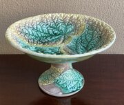 Majolica Begonia Leaf Comport Bowl