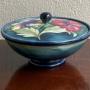 Moorcroft Lidded Bowl Hibiscus Pattern Mint
