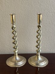 Pair Of Brass Open Twist Candlesticks