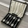 Pretty Set Of Six Solid Silver Teaspoons By Lanson