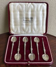 Set Of Six Silver Gilt Anointing Spoons