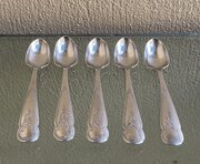 Set of Five George V Silver Egg Spoons 1910