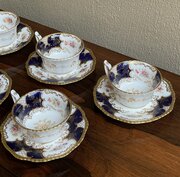 Victorian Batwing Coalport Tea Cups & Saucers