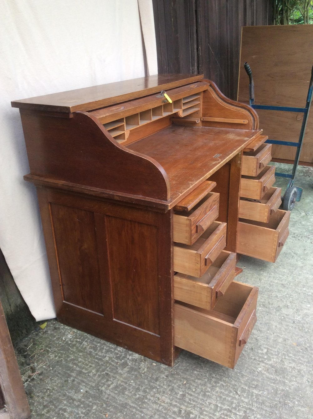 A Basic Oak Roll Top Desk