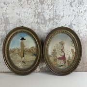 A Pair Of Naïve Regency Silk-work Pictures