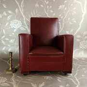 1930s Childs Art Deco Club Chair  Oxblood Red