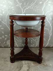 Antique Campaign Mahogany Round Washstand