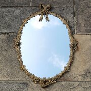 Antique Louis XVI Ormolu Oval Wall Mirror, C.1890
