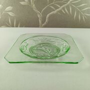 Art Deco Green Glass Fish & Water Lily Plate.