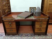 Mahogany Campaign Naval Pedestal Desk