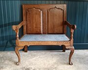 Small Georgian Two Seater Oak Settle Bench