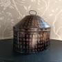 Antique faux tortoiseshell military tin hat box by ALKIT 