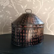 Antique Faux Tortoiseshell Military Tin Hat Box By ALKIT 