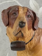 Wooden Sculpture of a Saint Bernard Dog