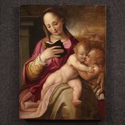 16th Century Panel Painting, Madonna And Child