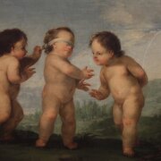 18th Century Rococo Painting, Game Of Cherubs