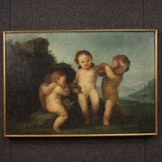 18th-century Italian Rococo Painting, Cherubs Game