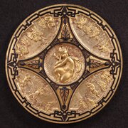 19th Century Gilded Wooden Shield Signed 