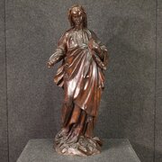 19th Century Religious Wooden Sculpture Madonna