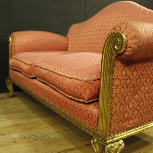 20th Century Spanish Sofa In Golden Wood