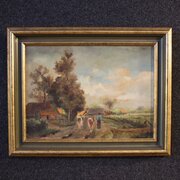 20th Century Flemish Bucolic Landscape Painting