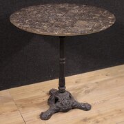 20th Century French Iron Bistro Table With Marble 